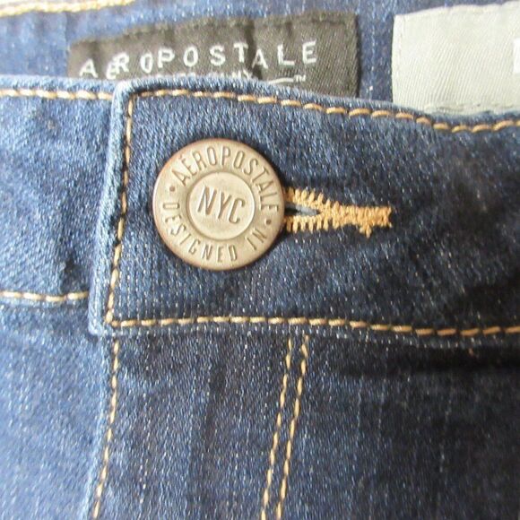 AEROPOSTALE Midi Cuffed Distressed Jean Shorts Sz 4 Ripped Blue Denim Hot Pants - Picture 3 of 13